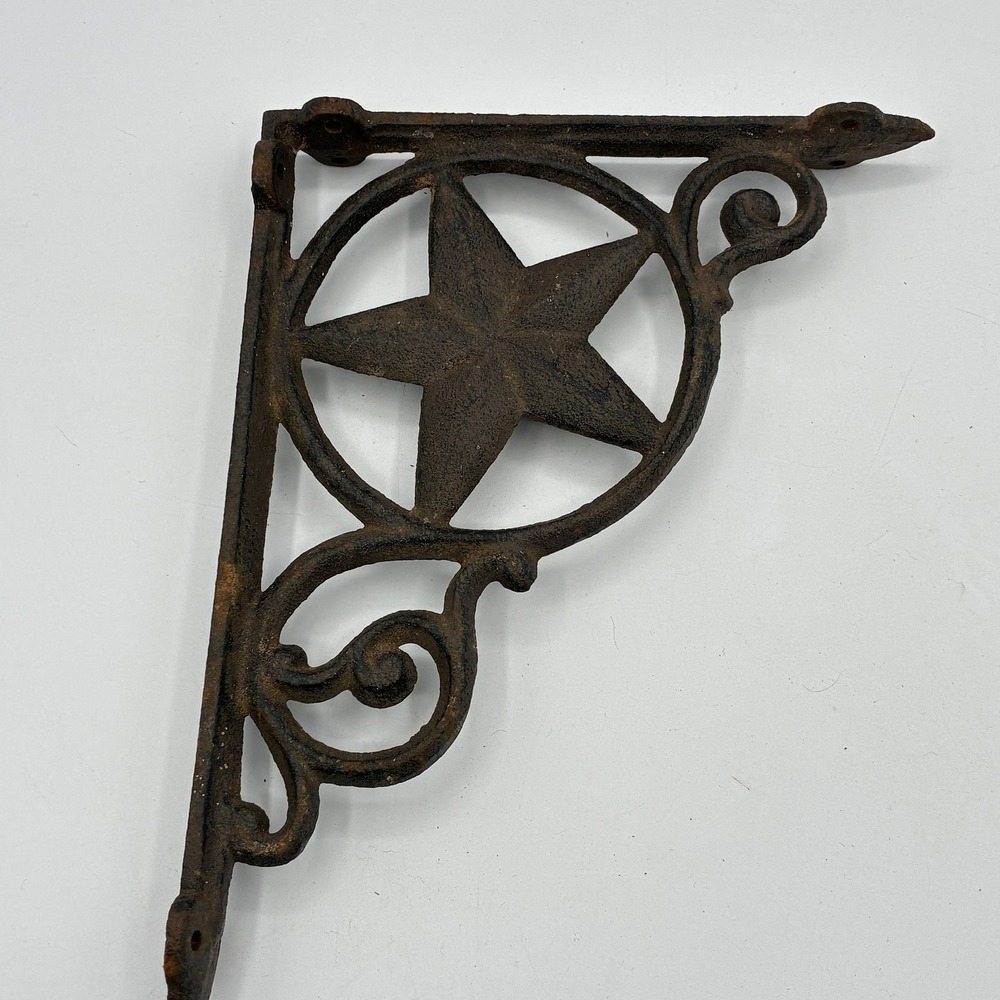 Antique Cast Iron Shelf Bracket Rustic Star Design Architectural Salvage Decor